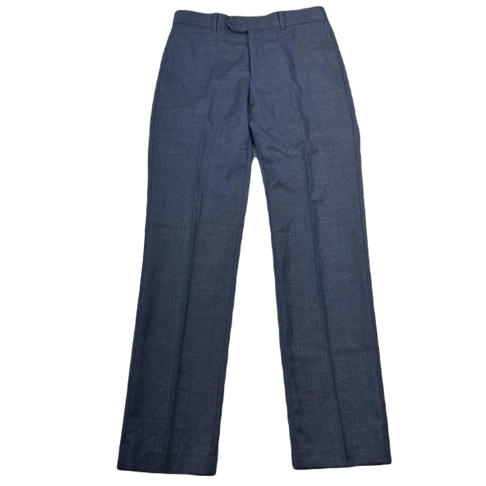 Tallia Slim-Fit Dress Pants Mens 30x32 Blue Brown‎ Solid Stretch Wool $175 NEW
